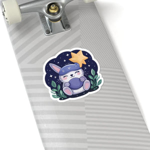Adorable Bunny Night Sky Sticker - Kiss Cut Paper - Dipaliz - Decorative Stickers