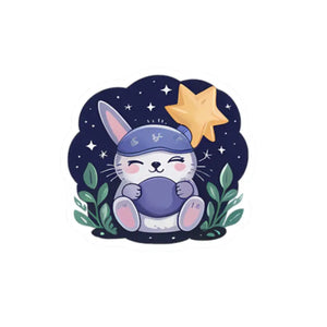 Bunny Night Sky Sticker - Adorable Magical Scene - Dipaliz - 4’’ × / White - Decorative Stickers