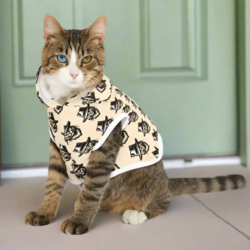 Adorable Cat Pattern Pet Hoodie for your Pup - Pets