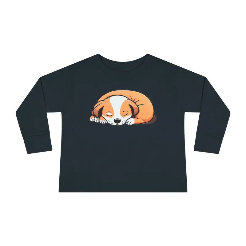 Adorable Cute Dog Sleeping Toddler Long Sleeve Tee - Kids Clothes