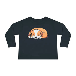 Adorable Cute Dog Sleeping Toddler Long Sleeve Tee - Dipaliz - Baby & Tops