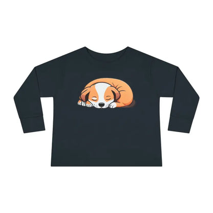 Adorable Cute Dog Sleeping Toddler Long Sleeve Tee - Kids Clothes