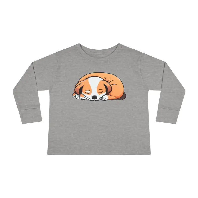 Adorable Cute Dog Sleeping Toddler Long Sleeve Tee - Kids Clothes