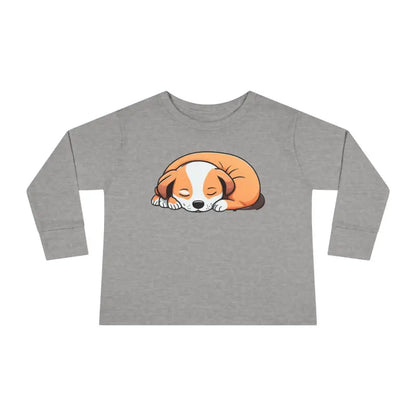 Adorable Cute Dog Sleeping Toddler Long Sleeve Tee - Kids Clothes