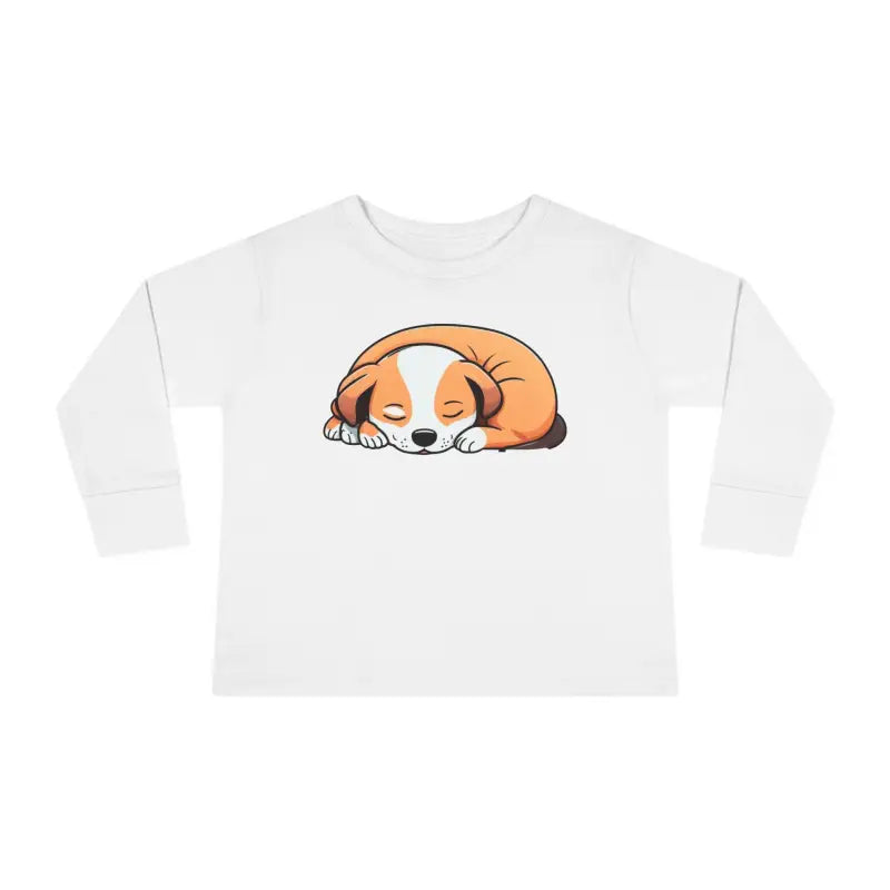 Adorable Cute Dog Sleeping Toddler Long Sleeve Tee - Kids Clothes