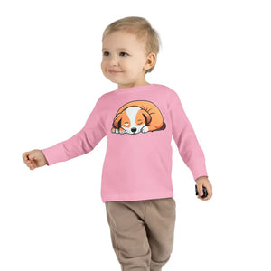 Adorable Cute Dog Sleeping Toddler Long Sleeve Tee - Dipaliz - Baby & Tops