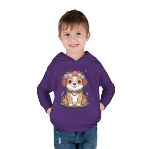 Adorable Floral Dog Pullover Fleece Hoodie for Toddlers - Dipaliz - Hoodies