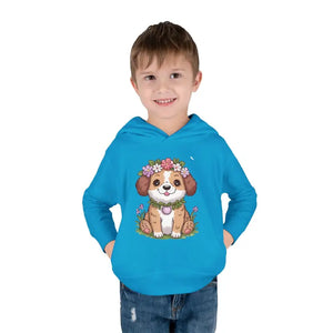 Adorable Floral Dog Pullover Fleece Hoodie for Toddlers - Dipaliz - Hoodies