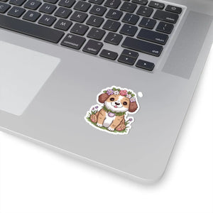 Adorable Floral Puppy Kiss-cut Stickers - Glossy - Dipaliz - Decorative