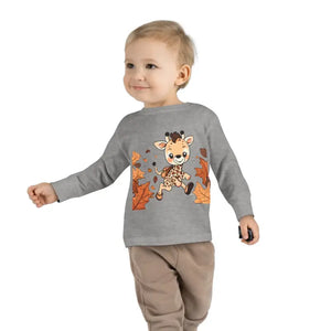 Cute Giraffe Toddler Long Sleeve Tee - Fun Safari Style - Dipaliz - Heather / 2t - Baby & Clothing