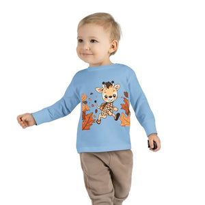 Cute Giraffe Toddler Long Sleeve Tee - Fun Safari Style - Dipaliz - Light Blue / 2t - Baby & Clothing