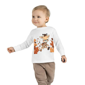 Cute Giraffe Toddler Long Sleeve Tee - Fun Safari Style - Dipaliz - White / 2t - Baby & Clothing