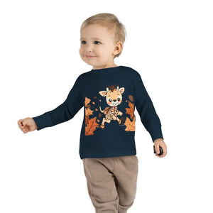 Cute Giraffe Toddler Long Sleeve Tee - Fun Safari Style - Dipaliz - Navy / 2t - Baby & Clothing