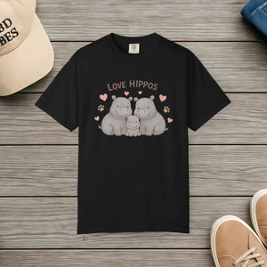 Cozy Cloud Hippo Love Cotton T-shirt - Dipaliz - T-shirts