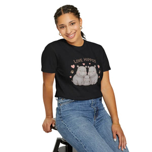 Cozy Cloud Hippo Love Cotton T-shirt - Dipaliz - T-shirts