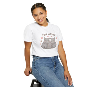 Cozy Cloud Hippo Love Cotton T-shirt - Dipaliz - T-shirts
