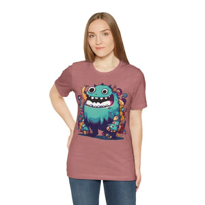 Cute Monster Cotton Tee - Fun Whimsical Design - Dipaliz - Heather Mauve / s - T-shirts