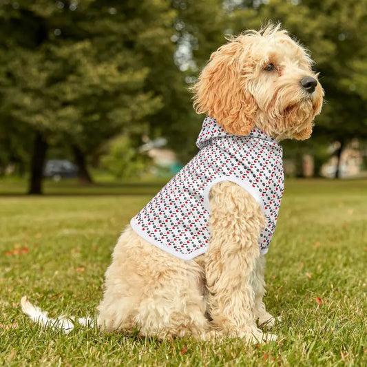 Adorable Pet Hoodie with Paw Prints & Bones Design - Xxs / White Rib Pets