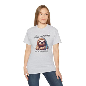 Sloth T-shirt Slow and Steady Wins the Adorable Race Unisex Ultra Cotton Tee - T-shirts