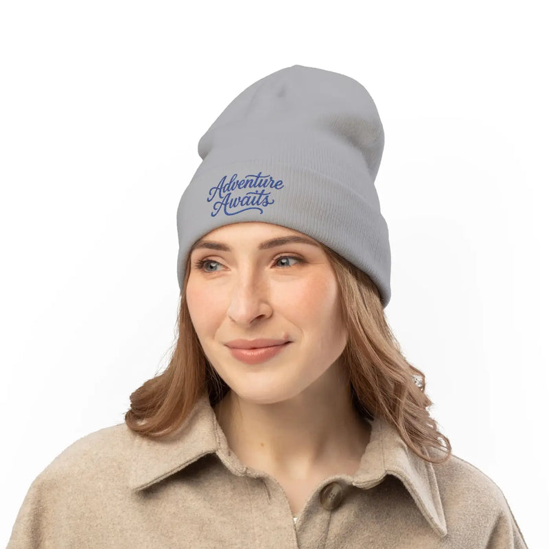 DipaliZ Adventure Awaits Embroidered Beanie Soft Cotton Knit