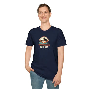 Retro Camping Mountain Tee - Adventure Awaits Lightweight Cotton - Dipaliz - T-shirt