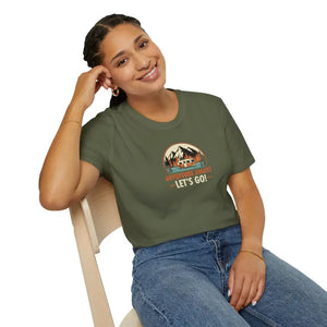 Retro Camping Mountain Tee - Adventure Awaits Lightweight Cotton - Dipaliz - T-shirt