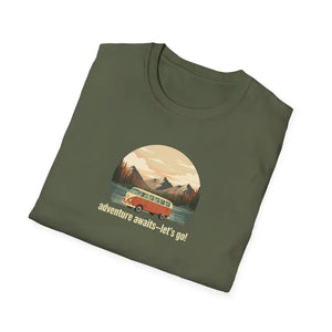 Retro Mountain Camping Graphic Tee - Lightweight Cotton - Dipaliz - T-shirt