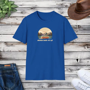 Retro Mountain Camping Graphic Tee - Lightweight Cotton - Dipaliz - Royal / s - T-shirt