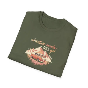 Vintage Camper Road Trip Tee - Adventure Awaits Design - Dipaliz - T-shirt
