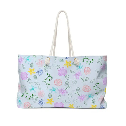 Elevate Travel Style with a Blue Floral Polyester Weekender Bag - 24’’ × 13’’ Bags