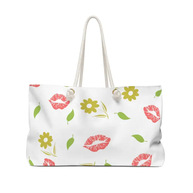 Explore with Dipaliz Kisses and Flowers Weekender Tote - 24’’ × 13’’ Bags