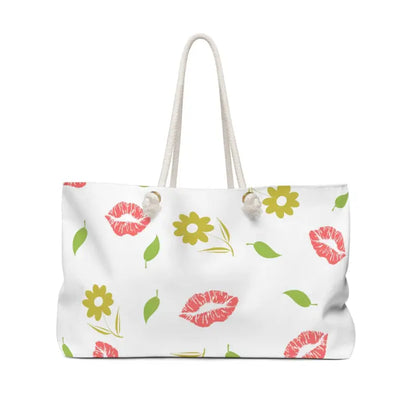 Embrace Style with Dipaliz Kisses and Flowers Weekender Tote - 24’’ × 13’’ Bags