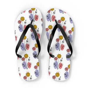 Flip Flops - Floral Print Summer Style Comfort - Dipaliz - Xl / Black Sole - Slippers