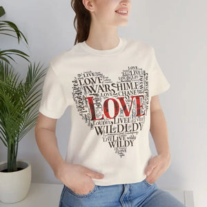 T-shirt - Adventure Heart Tee - Word Cloud Art Design - Dipaliz Natural / s