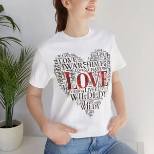 Adventure Heart Tee - Word Cloud Art Design - Dipaliz - White / s - T-shirts