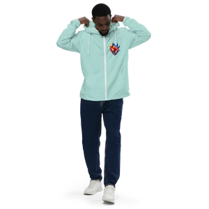 Geometric Pattern Zip Jacket Water Resistant Style Dipaliz - Aqua/white Zipper / Xs - Windbreakers