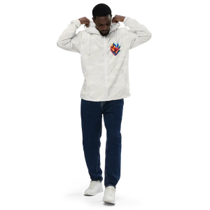 Geometric Pattern Zip Jacket Water Resistant Style Dipaliz - White Camo / Xs - Windbreakers