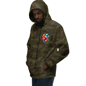 Geometric Pattern Zip Jacket Water Resistant Style Dipaliz - Windbreakers