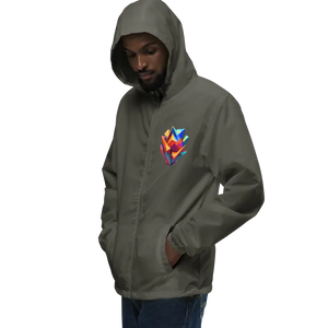 Geometric Pattern Zip Jacket Water Resistant Style Dipaliz - Windbreakers