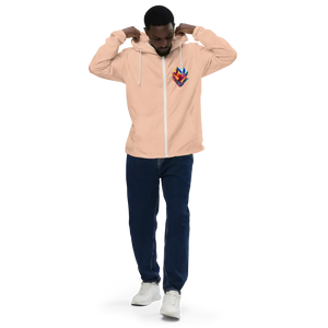 Geometric Pattern Zip Jacket Water Resistant Style Dipaliz - Blush/white Zipper / Xs - Windbreakers