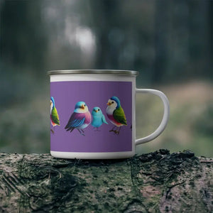 Enamel Camping Mug - Birds Design Adventure Style - Dipaliz - 12oz - Mugs