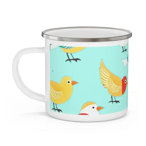 Enamel Camping Mug - Birds Design Adventure Cup - Dipaliz - 12oz - Mugs