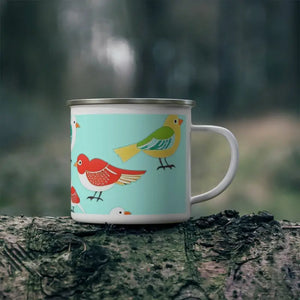 Enamel Camping Mug - Birds Design Adventure Cup - Dipaliz - 12oz - Mugs