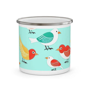 Enamel Camping Mug - Birds Design Adventure Cup - Dipaliz - 12oz - Mugs