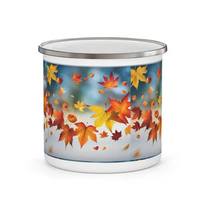 Enamel Camping Mug Fall Foliage Autumn Leaves Design - Dipaliz - 12oz - Mugs