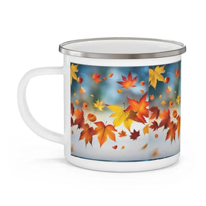 Enamel Camping Mug Fall Foliage Autumn Leaves Design - Dipaliz - 12oz - Mugs