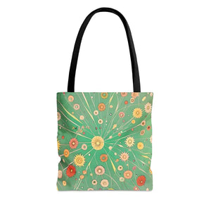 Green Floral Tote Bag Urban Adventure Style - Dipaliz - Bags
