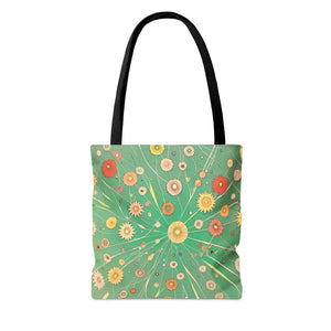 Green Floral Tote Bag Urban Adventure Style - Dipaliz - Bags