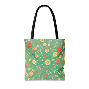 Green Floral Tote Bag Urban Adventure Style - Dipaliz - Bags