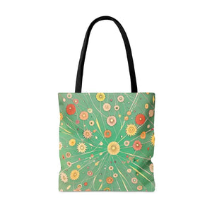 Green Floral Tote Bag Urban Adventure Style - Dipaliz - Bags